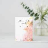 Calligrafische kunst Blush Roze verouderingskaart Visitekaartje (Staand voorkant)