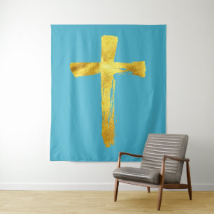 Calligrafische penseel Cross - Moderne Artistieke Wandkleed