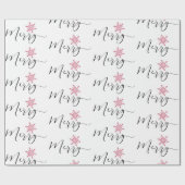 Calligrafische roze glitter Snowflakes kerst Cadeaupapier (Vlak)