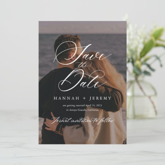 Calligrafische Save the Date Kaart (Staand voorkant)