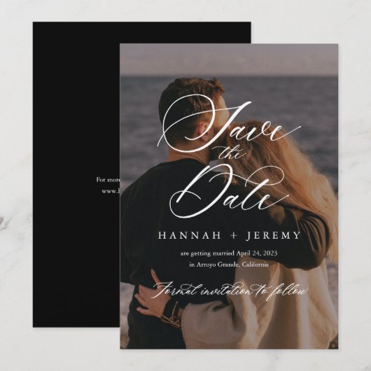 Calligrafische Save the Date Kaart (Voorkant / Achterkant)