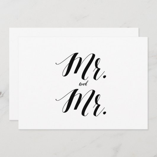 Calligrafische stijl "Mr. en Mr." Weddenschap (Voorkant / Achterkant)