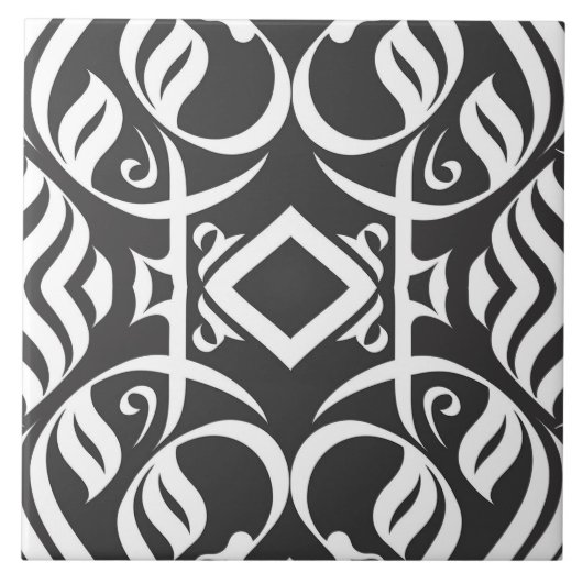 Calligrafische Tegel in Balck en White Tegeltje (Voorkant)