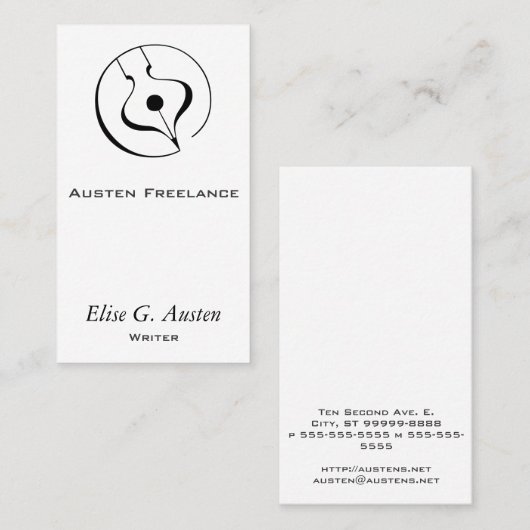 Calligrafische vulpen visitekaartje (Voorkant / Achterkant)