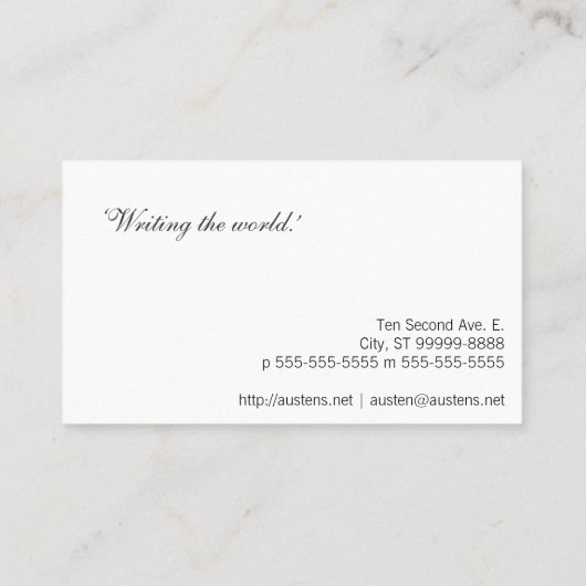 Calligrafische vulpen visitekaartje (Achterkant)