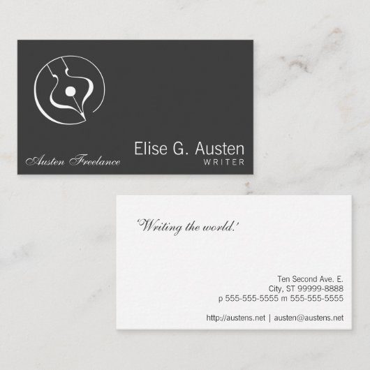 Calligrafische vulpen visitekaartje (Voorkant / Achterkant)