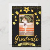 Calligraph Gold & Black Vertical Photo Afstuderen Kaart (Voorkant)