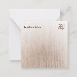 Calligraphed Monogram Wood Look Personalized Notitiekaartje