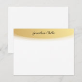 Calligraphed Script Naam Goud Wit Elegant Notitiekaartje (Voorkant / Achterkant)
