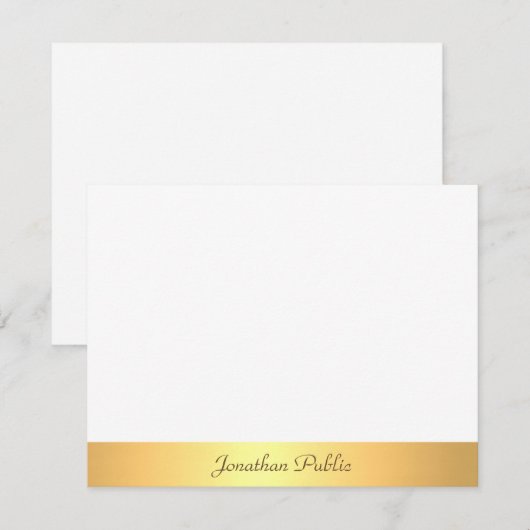 Calligraphed Script Text Gold White Professional Notitiekaartje (Voorkant / Achterkant)