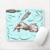 Calligrapher's Mousepad - Hand Holding Quill Pen Muismat (Met muis)