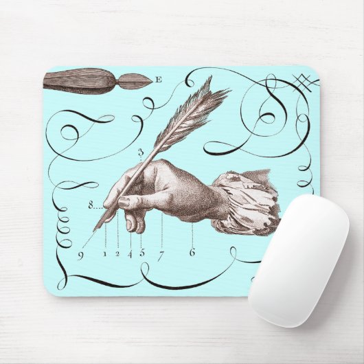 Calligrapher's Mousepad - Hand Holding Quill Pen Muismat (Met muis)