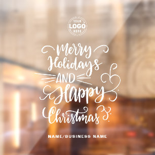Calligraphic Merry Christmas Voeg je Logo toe Raamsticker