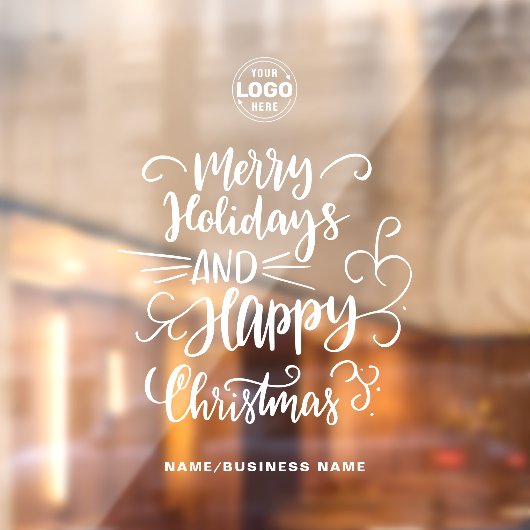 Calligraphic Merry Christmas Voeg je Logo toe Raamsticker (Vel 2)