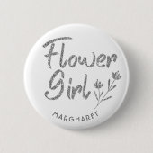 Calligraphic Silver Bloemenmeisje pin Ronde Button 5,7 Cm (Voorkant)