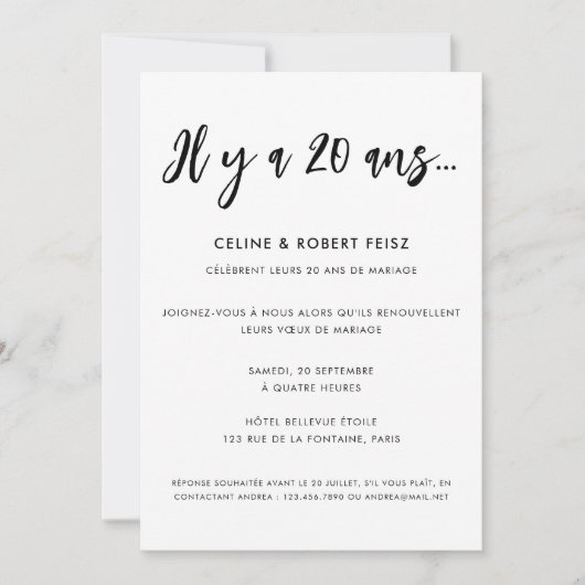 Calligraphie Moderne Renouvellement Voeux Mariage Kaart (Voorkant)