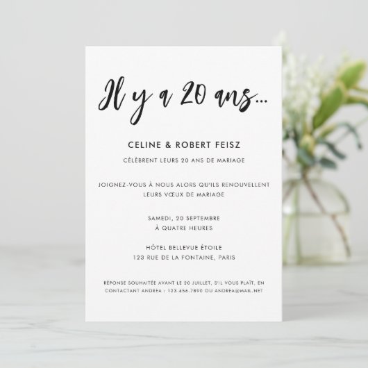 Calligraphie Moderne Renouvellement Voeux Mariage Kaart (Staand voorkant)