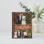 Calligraphy 3 Foto Houten Trouw Bedankt Briefkaart (Staand voorkant)