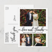 Calligraphy 3 Foto Huwelijk Collage Bedankt Briefkaart (Voorkant / Achterkant)
