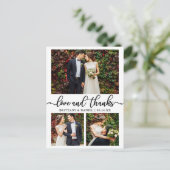 Calligraphy 3 Foto Huwelijk Collage Dank Je Briefkaart (Staand voorkant)