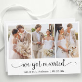 Calligraphy 3 Photo Heart We Got Married Aankondiging
