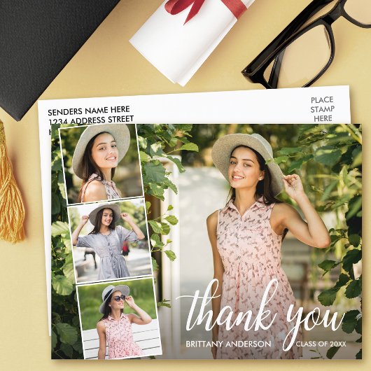 Calligraphy Afstudeerfoto 4 Foto Collage Bedankt Briefkaart