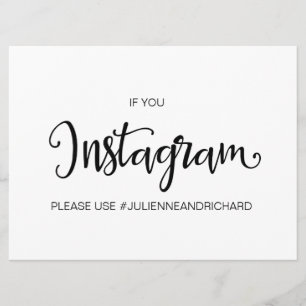 Calligraphy " Als je Instagramt" huwelijksbord Kaart