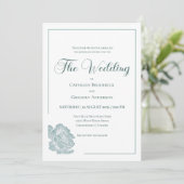 Calligraphy Art Line Sage Green Floral Wedding Kaart (Staand voorkant)