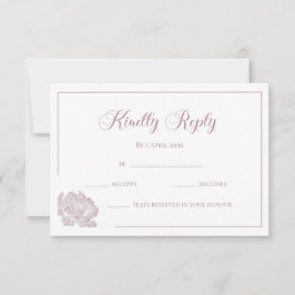 Calligraphy Blush Pink and White Floral Wedding RSVP Kaartje