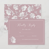 Calligraphy Blush Pink White Floral Wedding RSVP Notitiekaartje (Voorkant / Achterkant)