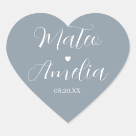 Calligraphy bruid en bruidegom namen op hart stick sticker