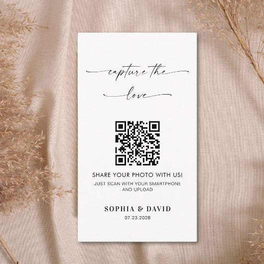 Calligraphy Bruiloft Leg de liefde vast QR Code Informatiekaartje