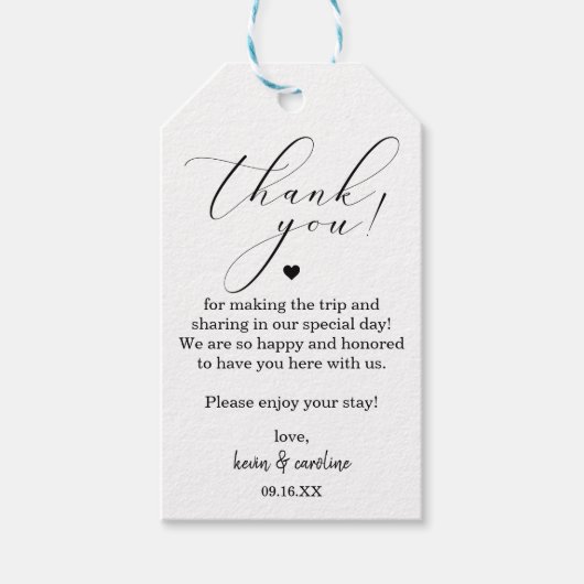 Calligraphy Dank U Huwelijk Cadeaulabel (Voorkant)