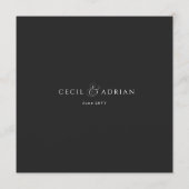 Calligraphy Elegant Square Black Wedding Menu (Achterkant)