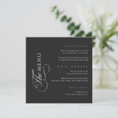 Calligraphy Elegant Square Black Wedding Menu (Staand voorkant)