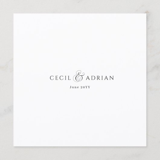 Calligraphy Elegant Square Wedding Menu (Achterkant)