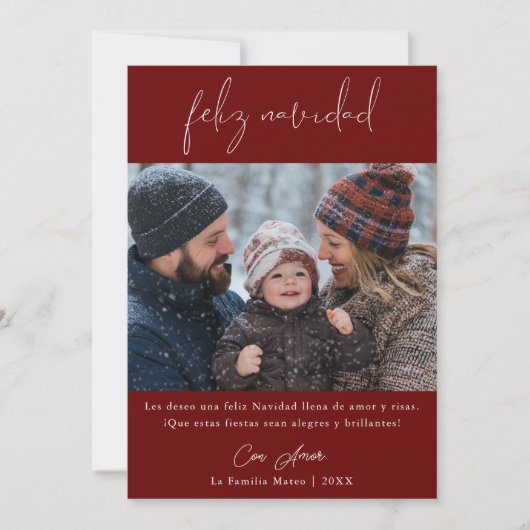 Calligraphy Feliz Navidad Mexicaanse Kerst Foto  Feestdagenkaart (Voorkant)