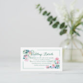 Calligraphy Floral Fresh Pink Peony Wedding Informatiekaartje (Staand voorkant)