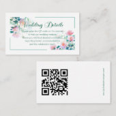 Calligraphy Floral Fresh Pink Peony Wedding Informatiekaartje (Voorkant / Achterkant)