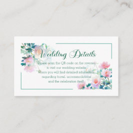 Calligraphy Floral Fresh Pink Peony Wedding Informatiekaartje