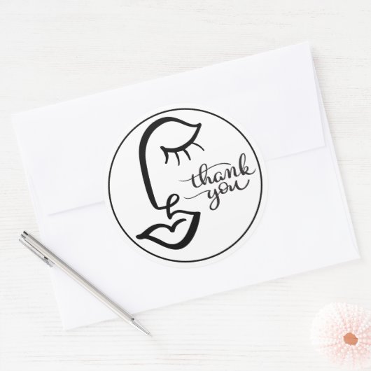 Calligraphy Gezicht Bedankt Sticker (Envelop)