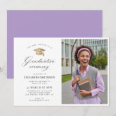 Calligraphy gold cap photo graduation ceremony kaart (Voorkant / Achterkant)