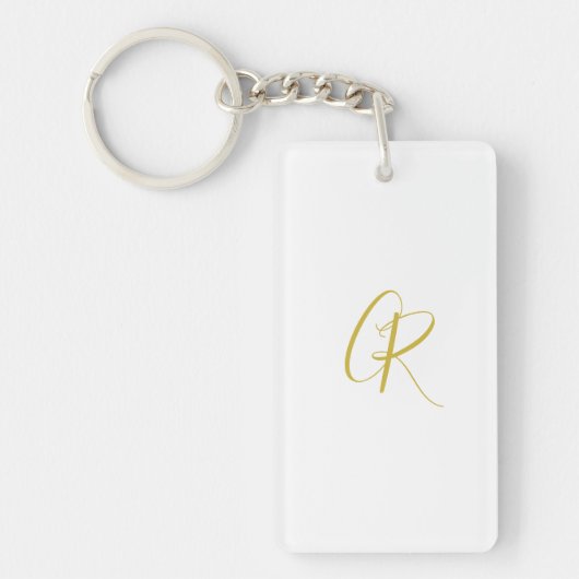 Calligraphy Gold Color Monogram Modern Minimalist  Sleutelhanger (Voorkant)