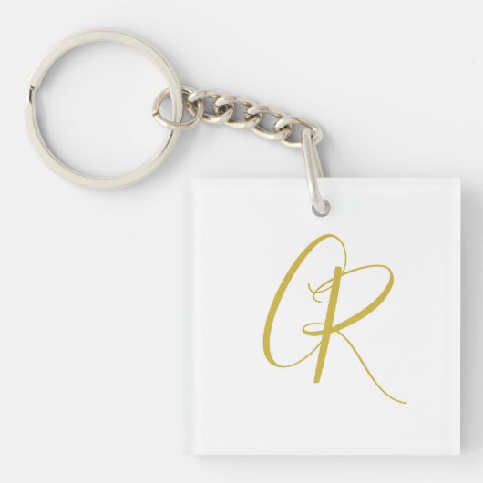 Calligraphy Gold Color Monogram Modern Minimalist  Sleutelhanger (voorkant)