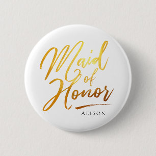 Calligraphy Gold Maid of Honor elegant Ronde Button 5,7 Cm