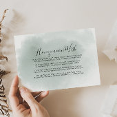 Calligraphy Groen Witte Honeymoon Wens Informatiekaartje