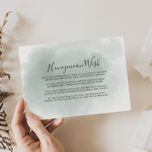 Calligraphy Groen Witte Huwelijksreis Wens   Informatiekaartje