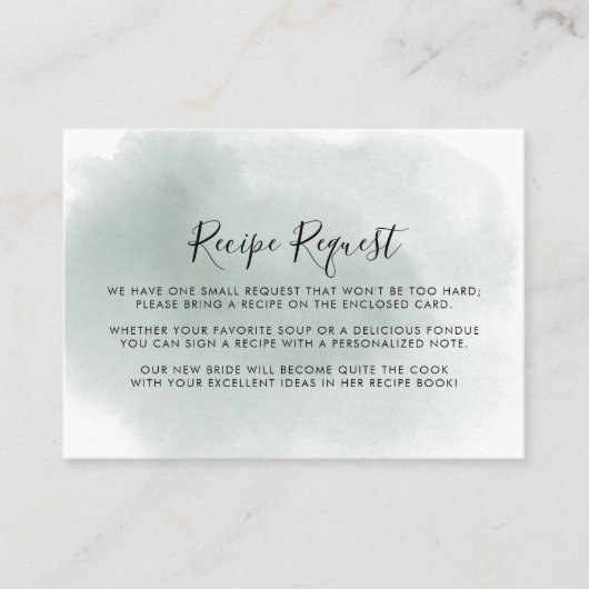 Calligraphy Groen Witte Trouwrecept Verzoek   Informatiekaartje (Voorkant)