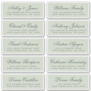 Calligraphy Groene Huwelijks Gast Adreslabels Sticker