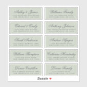 Calligraphy Groene Huwelijks Gast Adreslabels Sticker (Vel)